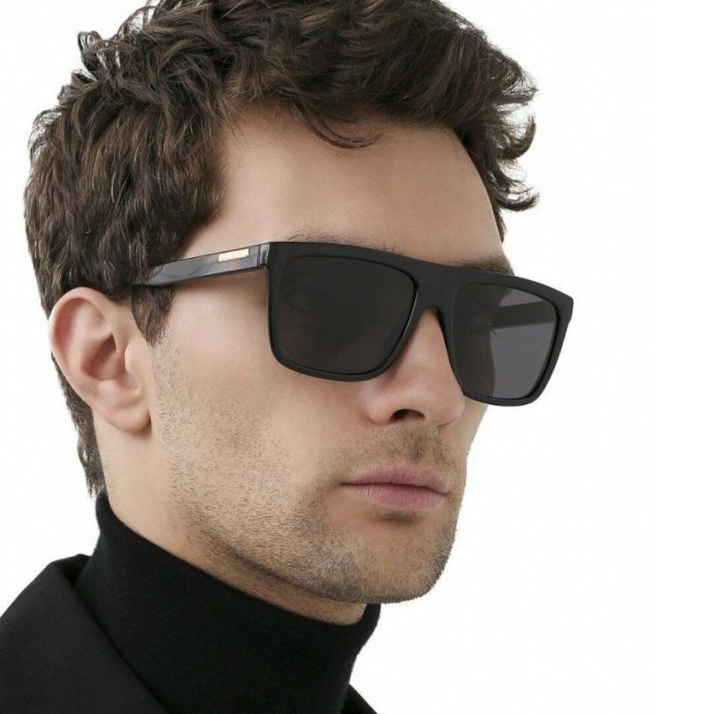 NEW Gucci GG0748S 001 Black Gray Rectangle Men Sunglasses